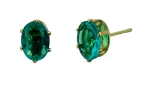 Brinco de Zircônia Oval Verde