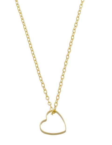 Colar Coração Vazado Liso Banhado a Ouro 18K
