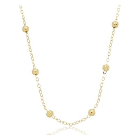 Colar de Bolinhas Banhada a Ouro 18K 3,5 mm Espaçadas 60cm