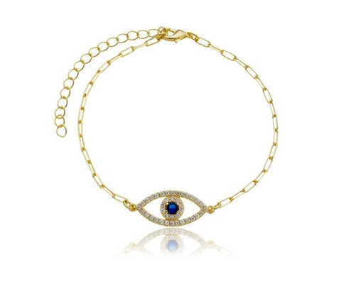 Pulseira Olho Grego Banhada a Ouro 18K