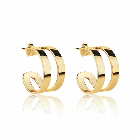 Brinco Argola Aro Duplo Banhada a Ouro 18K - comprar online