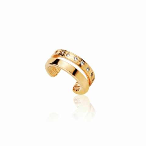 Piercing Fake Argola Com Aro Cravejada em Zircônia Banhada a Ouro 18K - comprar online