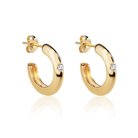 Brinco Argola Com Zircônia Central M Banhada a Ouro 18K - comprar online