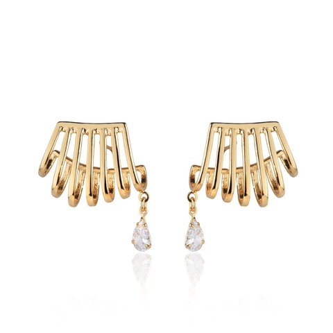 Brinco Ear Cuff com Pedra em Zircônia Banhado a Ouro 18K - comprar online