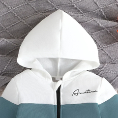 Moletom de manga comprido e moletom com capuz infantil, casaco Colorblock, terno