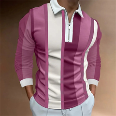 Homens Polo Lapela Coreano Negócios Manga Longa Moda Plain - Dpaulastore
