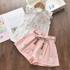 Conjunto de roupas infantis de abacaxi, roupas de verão para meninas, roupas infantis, verde, 2 peças. na internet