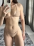 Biquíni cortininha fio fita + calcinha fio fita - Nude com strass - La Brisa
