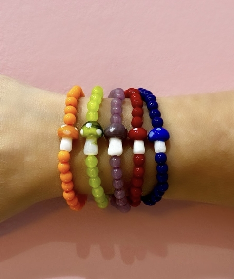 Pulseira Cogumelo Miçangas