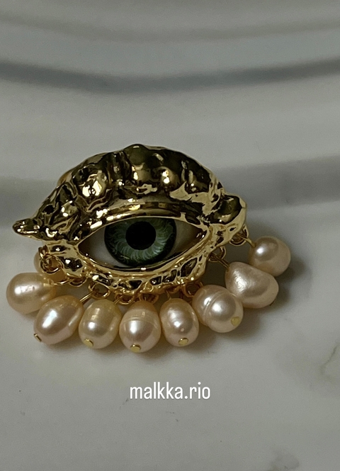 Anel Green Pearl Eye