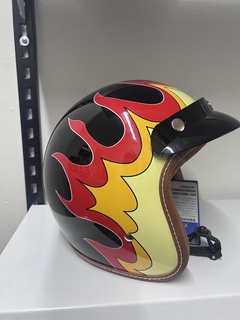 Casco retro llamas Negro - comprar online