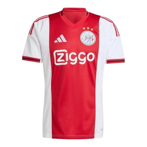 camiseta-remera-camisa-ajax-local-casa-home-i-adidas-25-26-masculina-hombre-aficionado-jugador-ziggo-blanco-blanca-rojo-roja