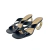 Tamanco Preto Salto Geométrico Dourado - comprar online