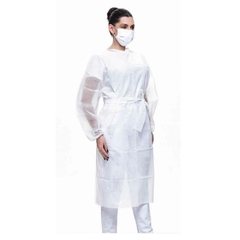 AVENTAL DESCARTAVEL - MANGA LONGA - 30GR COM TIRAS E ELASTICO - COM 10 UNIDADES - BRANCO - LAVIE