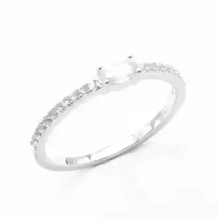 ✨Anillo Micro Pave con Cristal Central - Plata 925 ✨ en internet