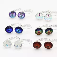 Aros Brisura Circulo 11mm Cristal Colores Plata 925 - comprar online