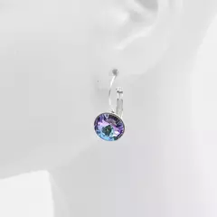 Aros Brisura Circulo 11mm Cristal Colores Plata 925