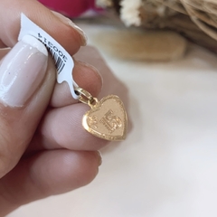 Dije Corazón Virgen Niña -Oro rojo 18k