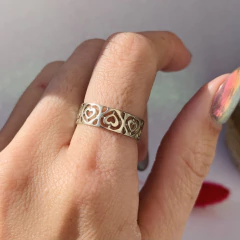Anillo corazones calados - Plata 925