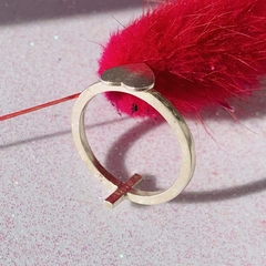 Anillo corazon y cruz- Plata 925 - comprar online