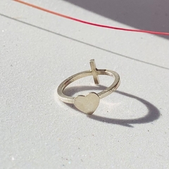 Anillo corazon y cruz- Plata 925 en internet