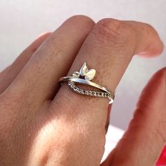 Anillo strass hojas - plata 925