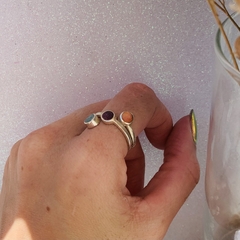 Anillo Doble con piedras naturales - Plata peruana 950 - comprar online