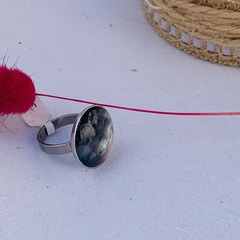 Anillo Círculo con Nácar - Acero Quirúrgic
