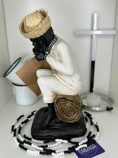IMAGEM UMBANDA - PRETO VELHO | RESINA | 25CM | ORIGINAL CAMASI - CALUNGA