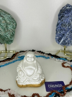 IMAGEM ESOTÉRICA - BUDA PEROLADO | GESSO | 10CM