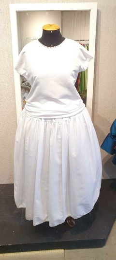 CONJUNTO RAÇÃO FEMININO MALHA | BRANCO | ESCOLHA O TAMANHO