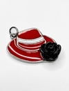 PINGENTE CHAPÉU COM ROSA | MODELO 83 | VERMELHO E PRETO - UNIDADE