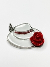 PINGENTE CHAPÉU COM ROSA | MODELO 84 | BRANCO E VERMELHO - UNIDADE