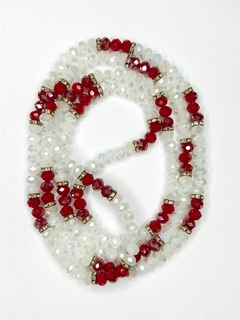 GUIA DE CRISTAL - 60CM | BRANCA/VERMELHA