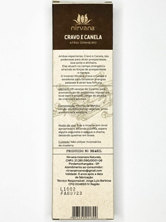 INCENSO NIRVANA | CRAVO E CANELA - ATRAI DINHEIRO | 100% NATURAL - comprar online
