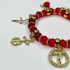 PULSEIRA DE CRISTAIS COM PINGENTES - SETE SAIAS - CALUNGA