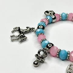 PULSEIRA DE CRISTAIS COM PINGENTES - COSME E DAMIÃO - loja online