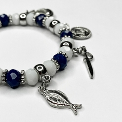 PULSEIRA DE CRISTAIS COM PINGENTES - MARINHEIROS - CALUNGA