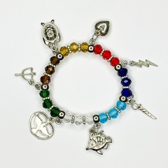 PULSEIRA DE CRISTAIS COM PINGENTES - SETE LINHAS - comprar online