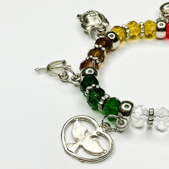 PULSEIRA DE CRISTAIS COM PINGENTES - SETE LINHAS na internet