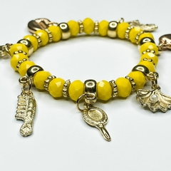 PULSEIRA DE CRISTAIS COM PINGENTES - OXUM | AMARELA - comprar online