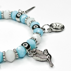 PULSEIRA DE CRISTAIS COM PINGENTES - OXAGUIAN | AZUL E BRANCA - loja online