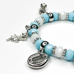 PULSEIRA DE CRISTAIS COM PINGENTES - OXAGUIAN | AZUL E BRANCA - CALUNGA