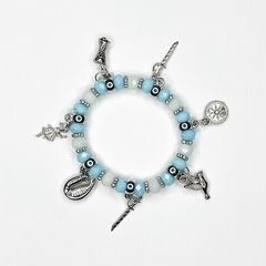 PULSEIRA DE CRISTAIS COM PINGENTES - OXAGUIAN | AZUL E BRANCA - comprar online