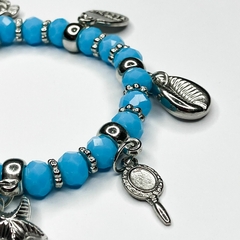 Imagem do PULSEIRA DE CRISTAIS COM PINGENTES - IEMANJÁ | AZUL
