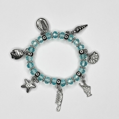 PULSEIRA DE CRISTAIS COM PINGENTES - IEMANJÁ | AZUL TRANSPARENTE - comprar online
