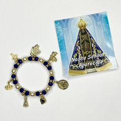 PULSEIRA DE CRISTAIS COM PINGENTES - NOSSA SENHORA APARECIDA