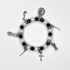 PULSEIRA DE CRISTAIS COM PINGENTES - PRETOS VELHOS - comprar online