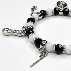 PULSEIRA DE CRISTAIS COM PINGENTES - PRETOS VELHOS - loja online