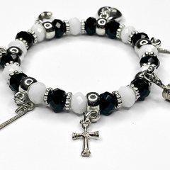 PULSEIRA DE CRISTAIS COM PINGENTES - PRETOS VELHOS na internet